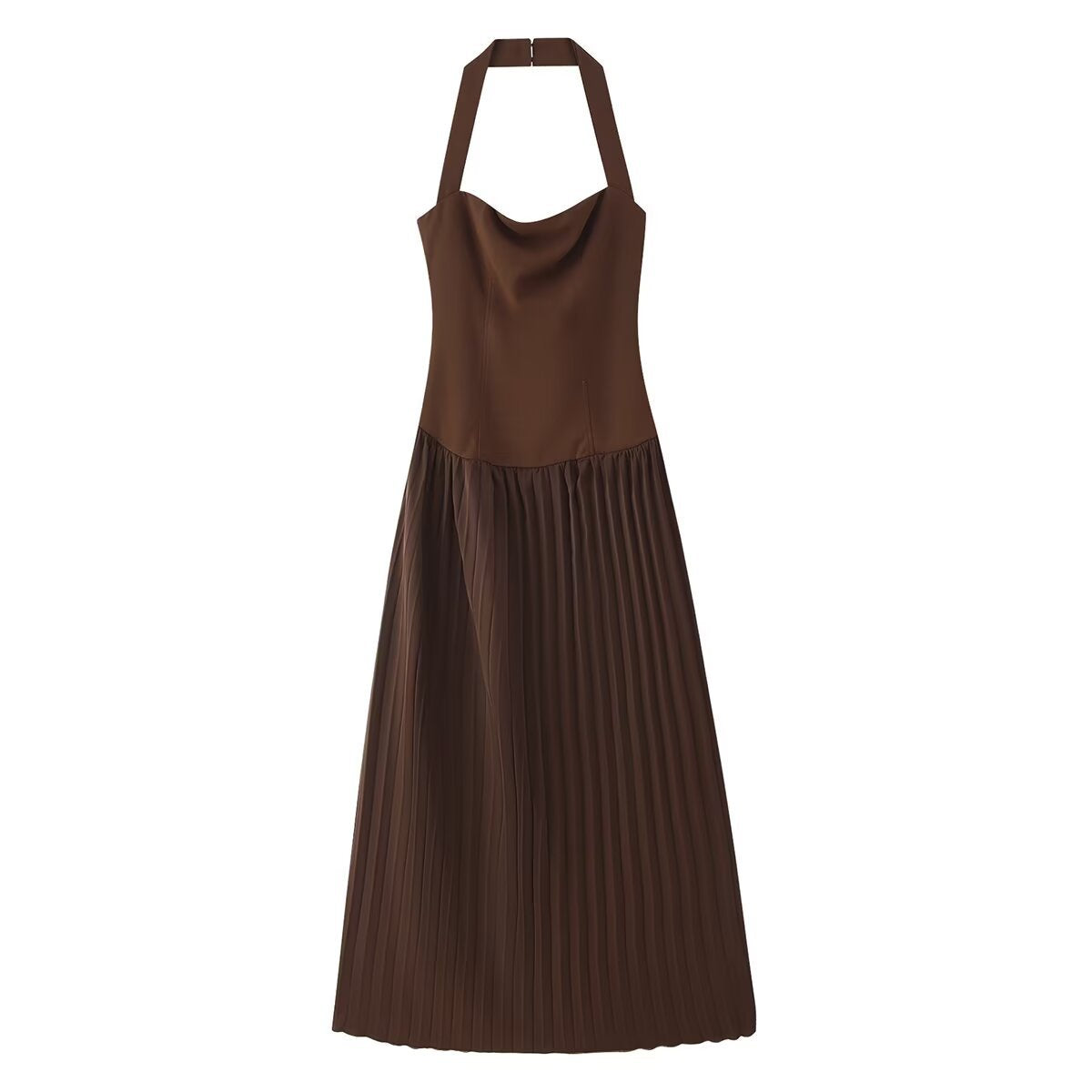 Backless sleeveless patchwork halter dress for women