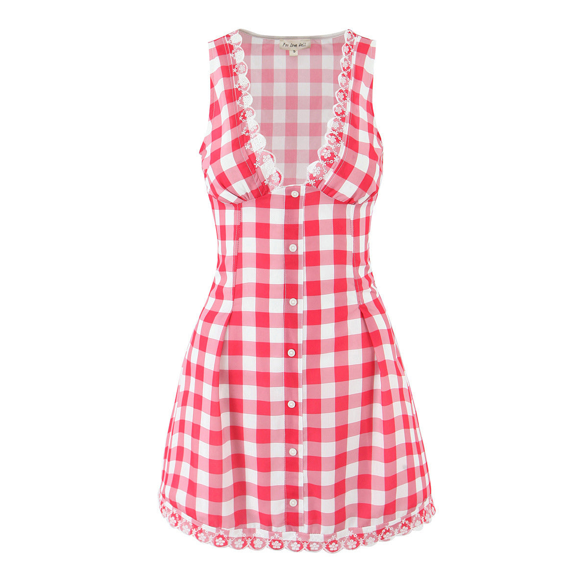 Tailored retro deep V-neck printed plaid dress for women