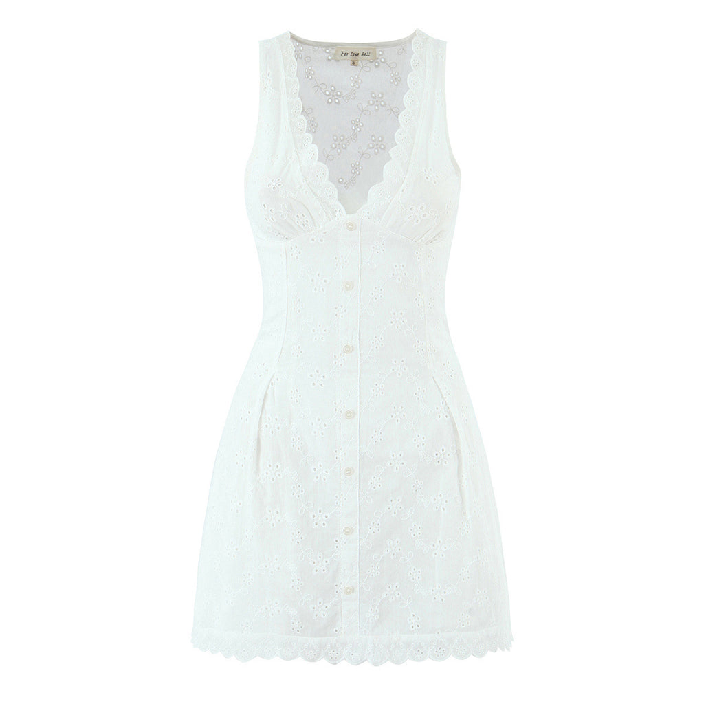 Fashion V-neck slim lace vest dress for women
